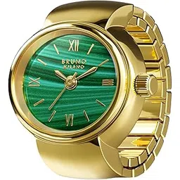 bruno milano Elegant Ring Watch in Gold Strap with Malachite Dial-picture-33