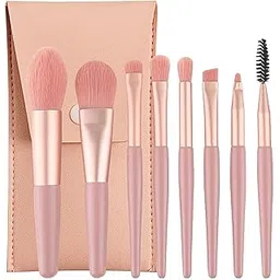 Brushes with Bag, 8PCS Professional Makeup Brush Set, Travel Size Cosmetic Brushes Kit for Face Foundation Blush Eye Shadow, Wooden Handle Synthetic Bristle (Multicolor)-picture-11