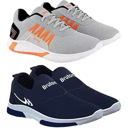 BRUTON Combo Pack of 2 Sneakers Running Shoes Casual Shoes (Blue, Grey)-picture-24