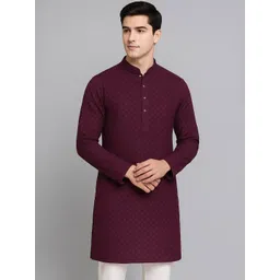 BRUTTLYN Men Woven Design Mandarin Collar Kurta-picture-32
