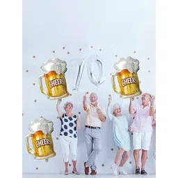 BS AMOR Gold-Toned & White Beer Mug Shape Aluminium Foil Balloon-picture-31