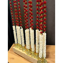BS AMOR Red & White 8Pcs Artificial Flower Wall Hanging Toran-picture-20
