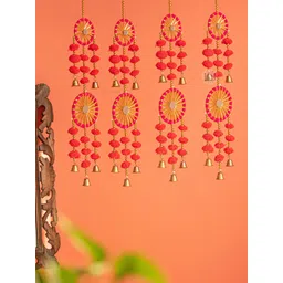 BS AMOR Red & Yellow Hanging Artificial Flower Latkan-picture-10