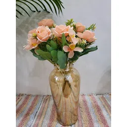 BS AMOR Set Of 2 Peach & Green Artificial Rose Flowers-picture-33