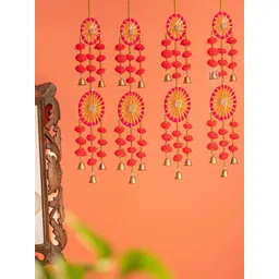 BS AMOR Set Of 6 Red Hanging Artificial Flower Latkans-picture-33