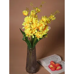 BS AMOR Yellow & Green Faux Dahlia Artificial Flower Bunch-picture-28