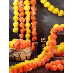 BS AMOR Yellow & Orange 15-Pieces Marigold Hanging Garlands-picture-27