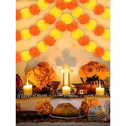 BS AMOR Yellow & Orange 8-Pieces Marigold Hanging Garlands-picture-15