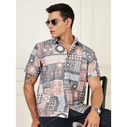 bs blue squad Men's Regular Fit Geometric Printed Casual Shirt-picture-25