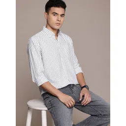 BS BLUE SQUAD Slim Fit Vertical Striped Casual Shirt-picture-31