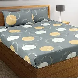 BSB HOME 100% Microfiber Flat Double Bedsheets with 2 Pillow Covers | Double Bed Breathable | Wrinklefree | Ultrasoft 200 TC Supersoft |90" x 90" or 228x228 cm, 7X7.5 Feet | Floral- Pink & Grey image 1