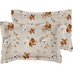 BSB HOME 180 TC Premium Cotton Pillow Covers | Regular Pillow Cases | Set of 2 Pieces Pillow Covers only King Size (Small Flower Beige Brown, 20 x 30 Inches)-picture-13