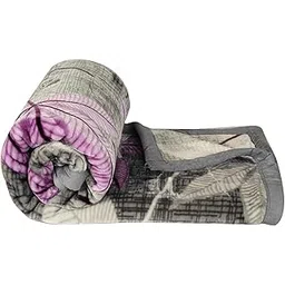 BSB HOME Super Soft Cloudy Printed Single Bed Blanket for Heavy Winter, Single Ply Mink Blanket King Size with 152 x 220 Cm – 2.5 Kg (Grey and Pink, Pack of 1)-picture-18