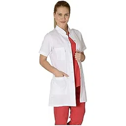 bsf uniforms Women's White Polycotton Half Sleeves Wrinkle Resistant Small Size Long Lab Coat for Chemistry Lab Students: Ideal for Doctors, Surgeons, Nurses, Hospital Staff Etc-picture-31