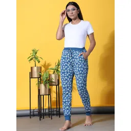 BStories Women Blue Printed Mid-Rise Pure Cotton Jogger-picture-36
