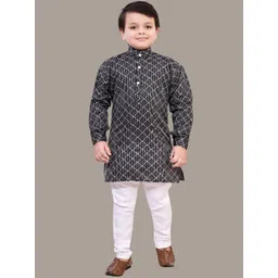 BT DEZINES Boys Embroidered Regular Sequinned Raw Silk Kurta with Pyjamas-picture-56