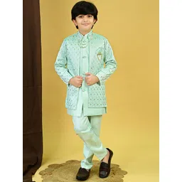 BT DEZINES Boys Embroidered Sequined Sherwani, Shrug & Trousers Set-picture-58