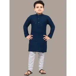 BT DEZINES Boys Ethnic Motifs Chikankari Embroidered Regular Sequinned Kurta with Pyjamas-picture-13