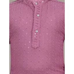 BT DEZINES Boys Ethnic Motifs Chikankari Embroidered Straight Kurta with Churidar image 2