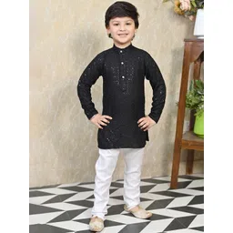 BT DEZINES Boys Ethnic Motifs Embroidered Regular Sequinned Kurta with Pyjamas-picture-57