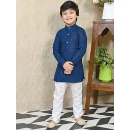 BT DEZINES Boys Ethnic Motifs Embroidered Sequinned Straight Kurta With Pyjama-picture-28