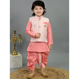 BT DEZINES Boys Geometric Woven Design Band Collar Kurta with Dhoti Pants & Waistcoat-picture-17