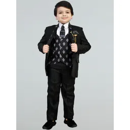 BT DEZINES Boys Printed Single-Breasted Five-Piece Party Suits-picture-22