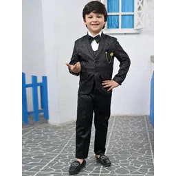 BT DEZINES Boys Self-Designed Single-Breasted Satin 5-Piece Suit-picture-27