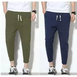 btmz Pack of 2 Men Solid Black, Green Track Pants-picture-14