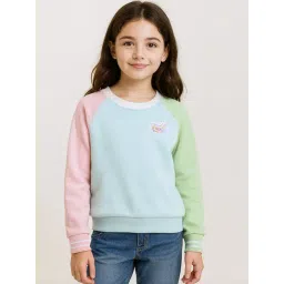 Bubble Berry Girls Pink Colour Blocked Sweatshirt-picture-17