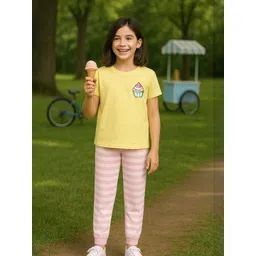 bubble berry Girls Printed Pure Cotton T-shirt With Trousers-picture-11