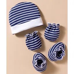Bubble Pop Interlock Knit Cap Mittens & Booties With Stripes Navy Blue - Diameter 9.5 cm-picture-24