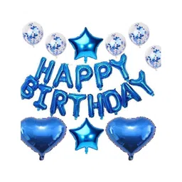 Bubble Trouble 13 Happy Birthday Letter Foil Balloons with 10 Confetti Balloons2 Star foil & 2 Heart foil Balloon for Decoration Birthday Party Best Combo Kit(Blue & SilverPack of 39)-picture-37