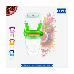 Bubble Trouble Baby Silicone Food & Fruit Nibbler with Extra Mesh| Soft Pacifier, Feeder, Teether for Infant 3+ Months Babies| Hygiene & BPA Free| Baby Fruit Nibbler Pack of 1 (Colour May Vary)-picture-19