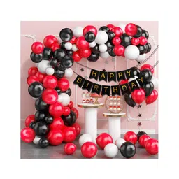 Bubble Trouble Birthday Decoration Items | Red Black White Metallic Balloons for Decoration | Happy Birthday Banner | Birthday Decorations for Birthday Girl Boy Men Women Husband Wife - Pack of 76-picture-17