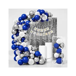 Bubble Trouble Blue & White Balloon Birthday Decoration Kit for Girls Silver White Blue Pack of -69 image 1