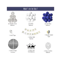 Bubble Trouble Blue & White Balloon Birthday Decoration Kit for Girls Silver White Blue Pack of -69 image 2