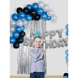 Bubble Trouble Blue Happy Birthday Balloons & Banner Decorations-picture-37