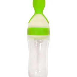 Bubble Trouble Feeding Spoon with Squeezy Food Grade Silicone Feeder Bottle, for Infant Baby, 90ml - Green-picture-22
