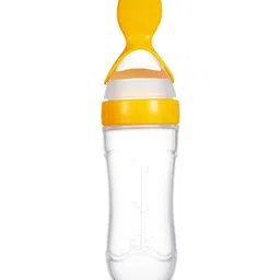 Bubble Trouble Feeding Spoon with Squeezy Food Grade Silicone Feeder Bottle, for Infant Baby, 90ml - Yellow-picture-23