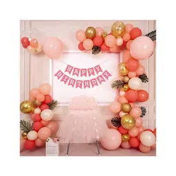 Bubble Trouble Flamingo Happy Birthday Balloon Decoration Kit for Girls White, peach, red & golden Pack of -65-picture-11