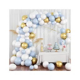 Bubble Trouble Golden Blue & White Balloons Arch Garland Decorations for Birthday Décor, Wedding Decorations, Baby Shower Balloons Set, Anniversary Balloons Decorations Pack of 77 Pcs-picture-39