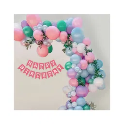 Bubble Trouble Happy Birthday Balloon Decoration Kit for Girls - Pack of 63 Multicolor  Pack of -63-picture-26