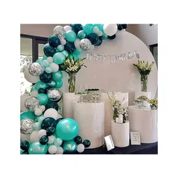 Bubble Trouble  Happy Birthday Decoration Items for girls & boys DIY Combo with Mint & Dark Green color set balloons kit pack of 67 items-image-13