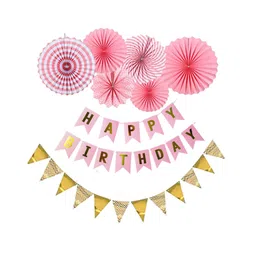 Bubble Trouble Happy Birthday Decoration Kit Pack of 3 Combo for Kids -  Pink-picture-17