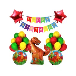 Bubble Trouble Happy Birthday Dinasour Theme Party Decor Balloons | Dinasour Foil Balloon, Star Foil Balloons Pack of 46-picture-39