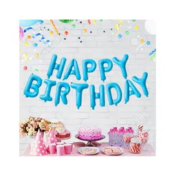 Bubble Trouble Happy Birthday Foil Balloon 16 Inch Mylar Foil Letters Sign Banner Bunting Reusable Ecofriendly Material Decorations & Party Supplies Blue - 13 Pieces-picture-21