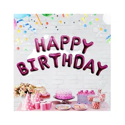 Bubble Trouble Happy Birthday Foil Balloon 16 Inch Mylar Foil Letters Sign Banner Bunting Reusable Ecofriendly Material Decorations & Party Supplies Chrome Pink - 13 Pieces-picture-23