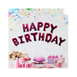 Bubble Trouble Happy Birthday Foil Balloon 16 Inch Mylar Foil Letters Sign Banner Bunting Reusable Ecofriendly Material Decorations & Party Supplies Crome Red - 13 Pieces-picture-15