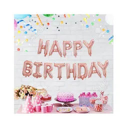 Bubble Trouble Happy Birthday Foil Balloon 16 Inch Mylar Foil Letters Sign Banner Bunting Reusable Ecofriendly Material Decorations & Party Supplies Rose Gold - 13 Pieces-picture-22